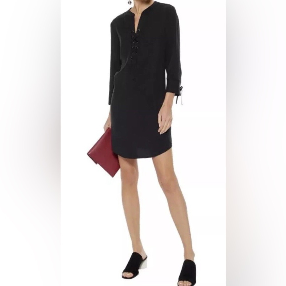 NWT: Theory Jullitah R2 Black Lace-Up Shift Dress | Size 8